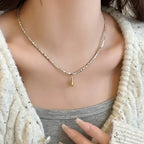 New Trendy Fashion 925 Silver Pearl Simple Elegant Thin Chain Pendant Necklace for Women Girl Jewelry Dropship Wholesale