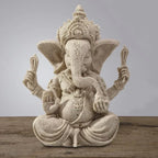 Sandstone Ganesha Buddha Elephant Statue Sculpture Handmade Elephant Figurine Home Decoration Accessories Lootquake LLC