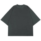 300GSM Heavyweight Cotton Boxy Cropped Tee | Slim Neck Streetwear T-Shirt Hip Hop Men's Short Wide Distressed Shirt