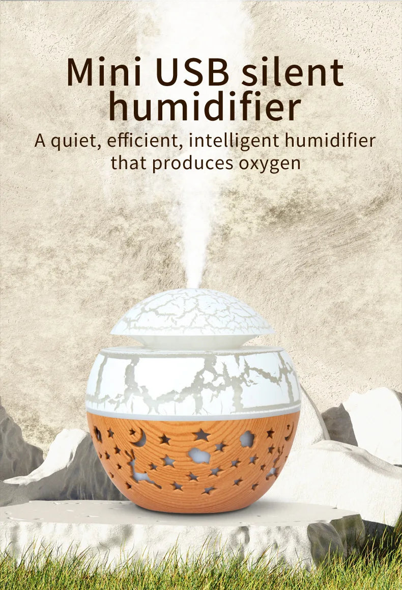 2024 Home Mushroom Head Bedroom Air Purifier USB Desktop Nebulizer Wood Texture Personalized Aromatherapy Machine Humidifier Lootquake LLC