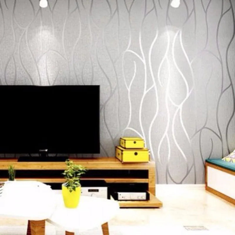 Background Wallpaper Room Decoration 53cm Wall Stickers Thickened Bedroom Curve Stripes Moisture-proof Non-woven European Modern Lootquake LLC