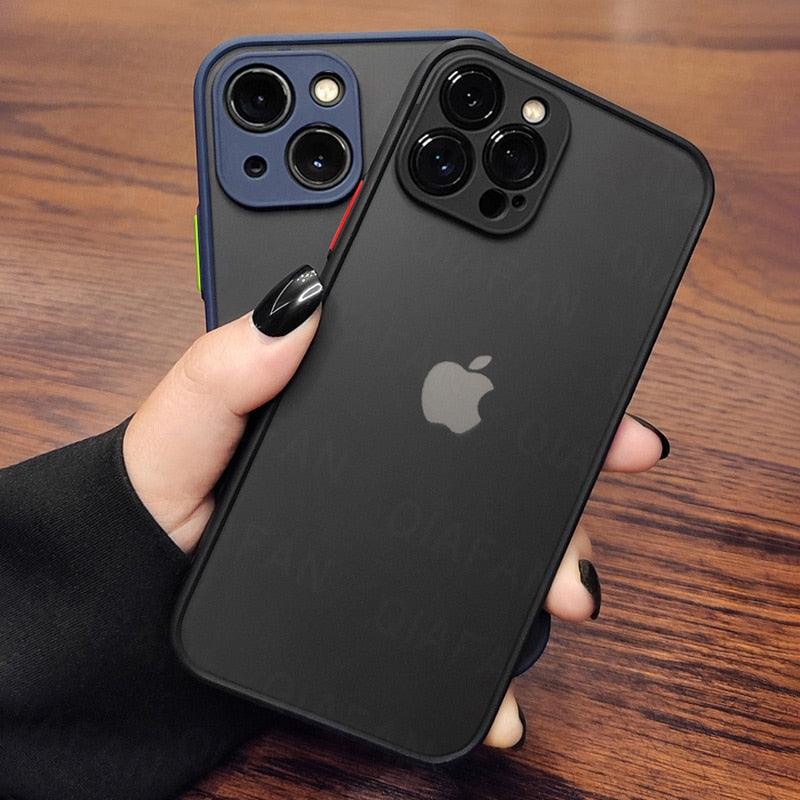 Luxury Shockproof Armor Phone Case For iPhone 11 12 13 14 Pro Max Silicone Clear Hard Cover Protective Hard Back Cover with Soft Edge Bumper Shockproof Anti-Drop Case For iPhone Stevvex