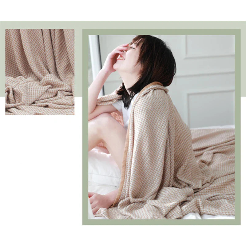 Cotton Bamboo Fiber Blanket Lunch Break Blanket Summer Cooling Sofa Bed Air Condition Blankets For Kids Adults Bedding Coverlet