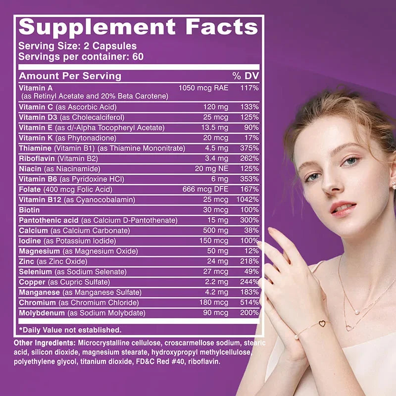 Women’s 50+ Complete Multivitamin - Supports Mental Clarity, Focus and Memory, Improves Digestion and Relieves Stress Lootquake LLC