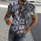 3D Print Dollar Pattern Shirts For Men Summer Short Sleeve Slim-Fit Button Up Casual Shirts Streetwear Mens Shirt Blouses Tops Lootquake LLC
