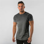 Cotton Plain Tops Tees Fitness Mens THRIXINE