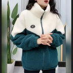 Women's Quilted Lamb Fleece Jacket | Warm Mid-Length Coat -femstylo