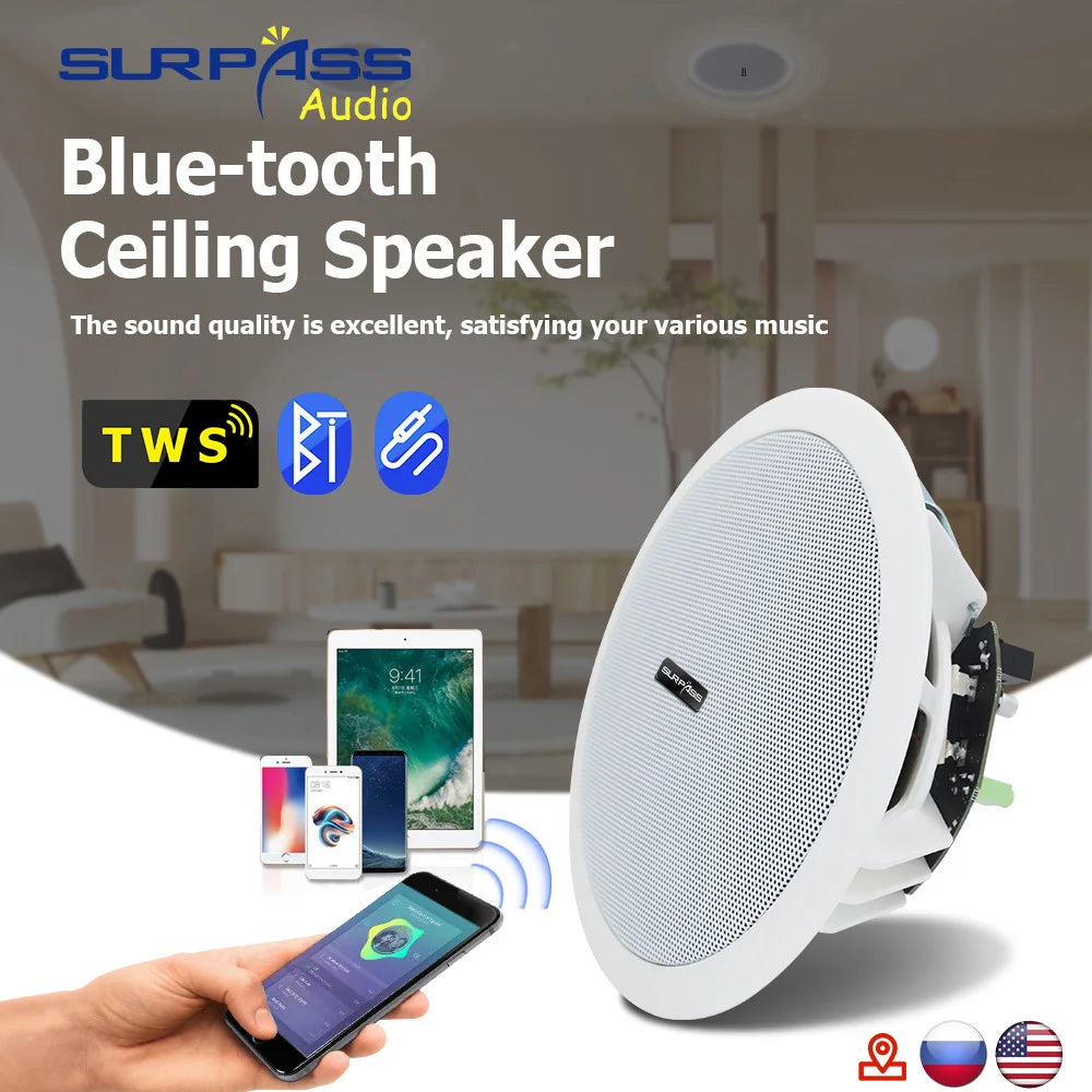Built-in Class-D Amplifier Full Range Bluetooth-compatible Ceiling Speaker Horn For Home Theater Background Music Good Quality Lootquake LLC