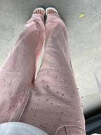 2024 New Spring Summer All-match Casual Harem Pants High Waist Stretch Slim Denim Pants Hot Drilling Casual Ankle-length Jeans Lootquake LLC