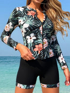 Long Sleeve Zipper Surfing Swimsuit Set