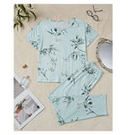 Women's Sleepwear Cozy Heart Print Relaxed Fit Pajama Set Short Sleeve Tee Top & Pants Nightwear 2 Piece Pyjama for All Seasons Lootquake LLC