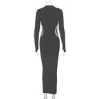 Hawthaw Women 2023 Autumn Winter Long Sleeve Party Club Streetwear Bodycon Black Long Dress Wholesale Items For Business