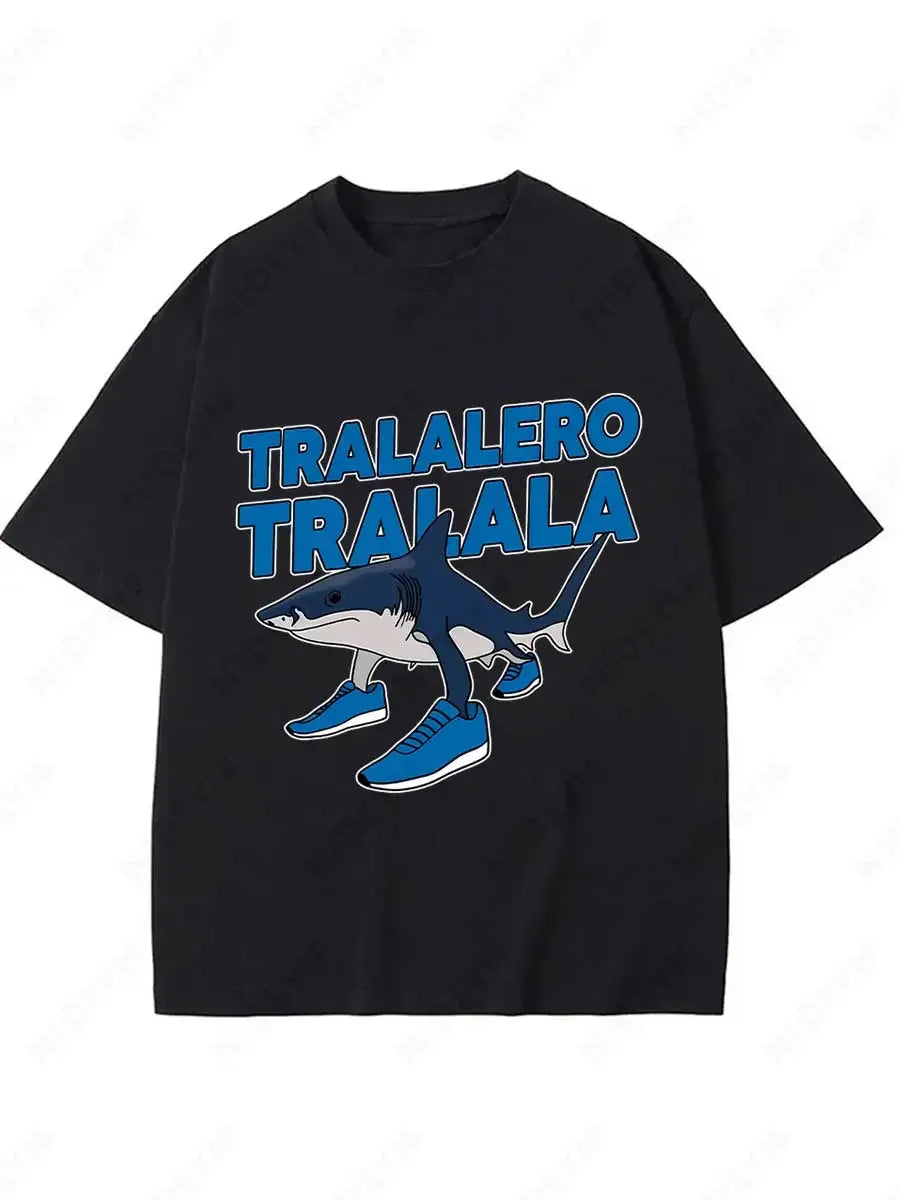 Tralalero Tralala Funny Shark Meme T-shirt Gifts Women's Fashion Gothic Vintage T-shirts Casual T Shirt Pi-Mart