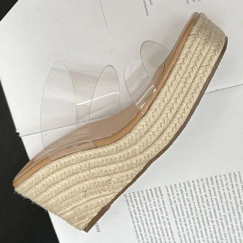 2025 Platform Ladies Wedges Slides Slippers Shoes Female Pumps Shoes Fashion Transparent Footwear Women Wedges Slippers Big Size Lootquake LLC