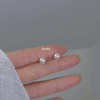 Korean Elegant White Glossy Pearl Stud Earrings For Women Exquisite Simple Imitation Pearl Round Earring Wedding Party Jewelry