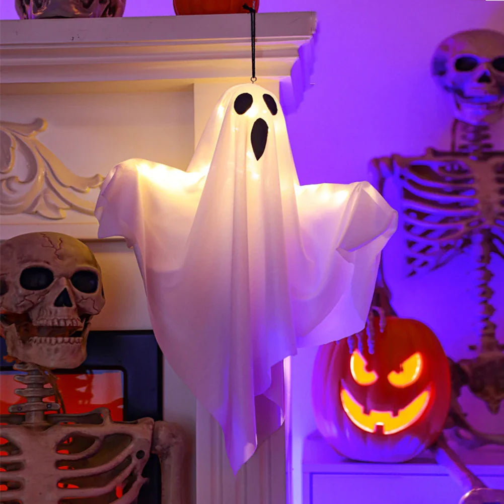 Spooky Ghost Halloween Decor Waterproof Halloween Glowing White Ghost Glowing Door Hanging Ghost for Halloween Garden Home Decor Lootquake LLC