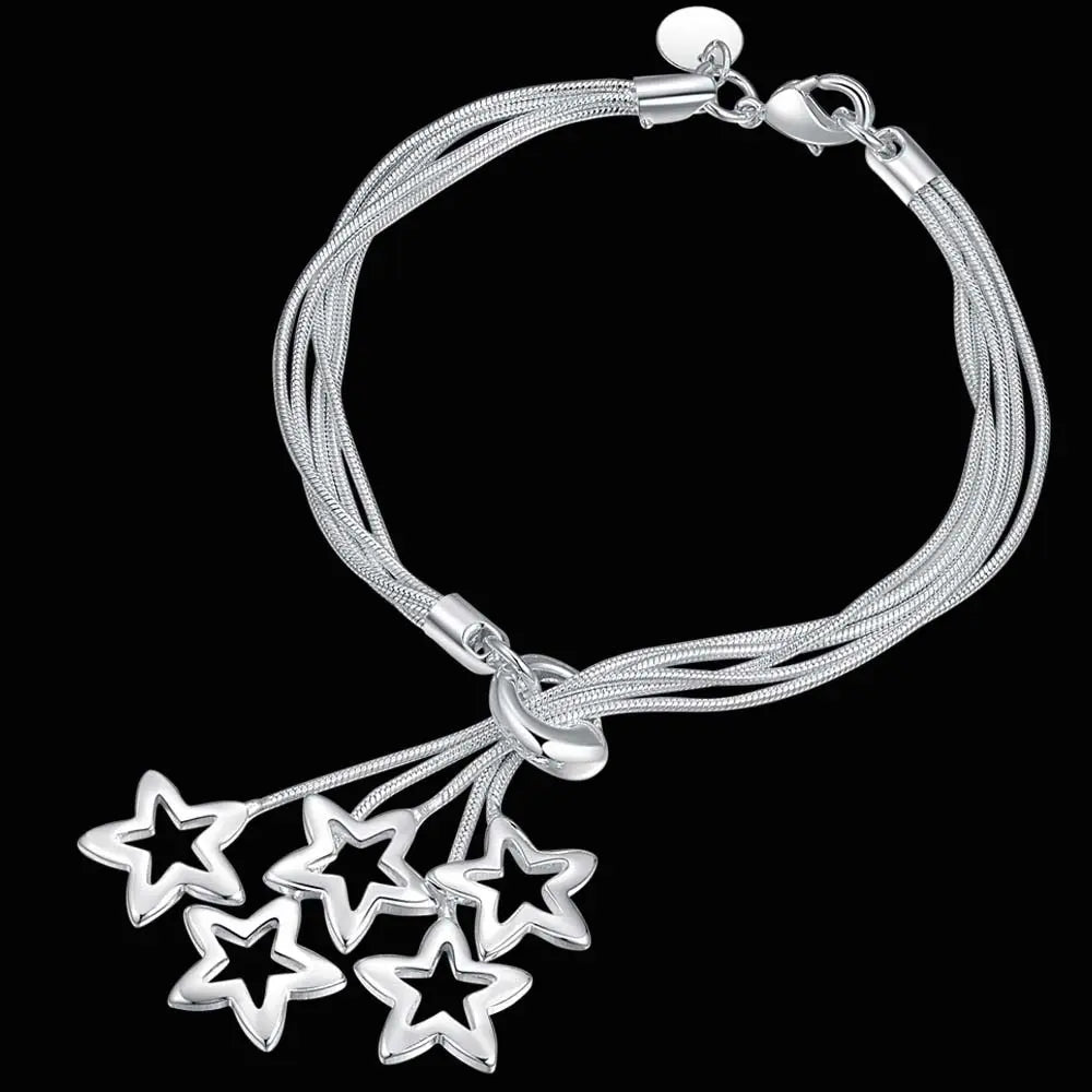 Fashion charm 925 Sterling Silver Bracelet for man woman Twisted rope chain fine jewelry Wedding party Christmas gift Lootquake LLC