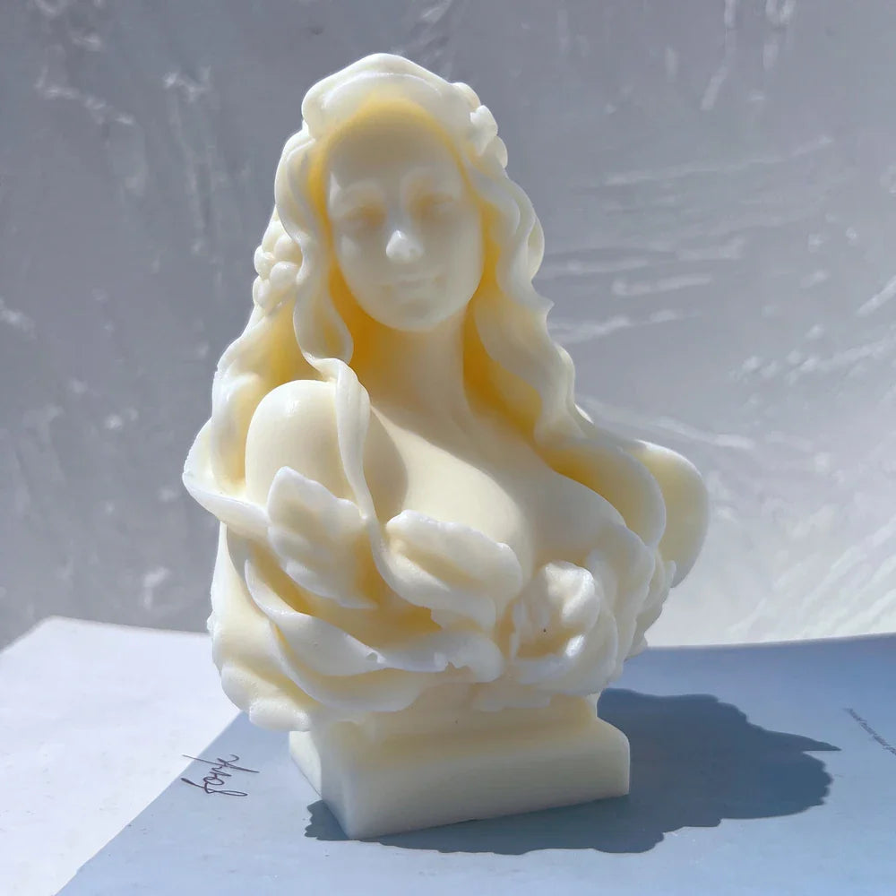 Beautiful Lady Statue Candle Mold Goddess Female Bust Silicone Molds Greek Art Woman Sculpture Soy Wax Tool Lootquake LLC