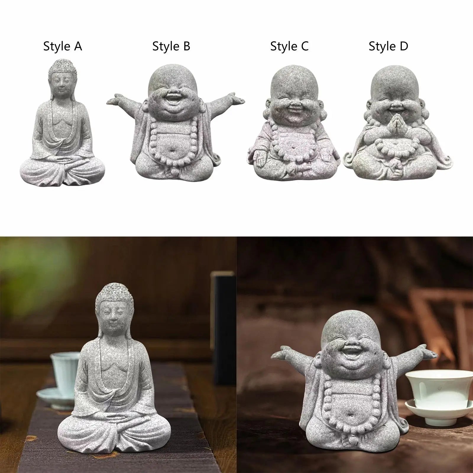 Buddha Statue Hand Carved Buddhism Decorative Figurine Buddha Sculpture for Living Room Home Shop Tabletop Indoor Outdoor Lootquake LLC
