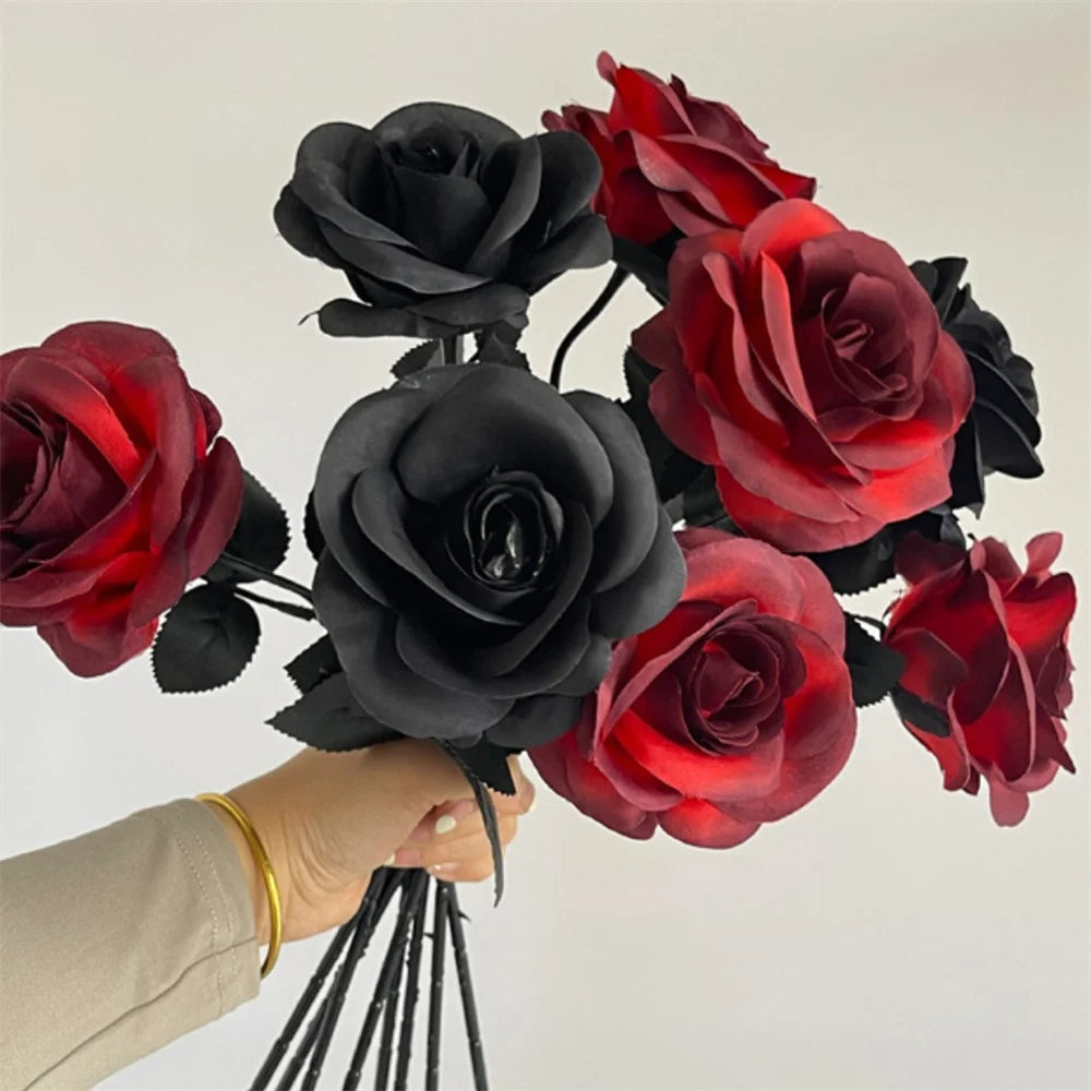 Halloween Decoration Artificial Flowers Bouquet With Pumpkins & Black Roses, Halloween Table Centerpiece For Dining Living Room Lootquake LLC