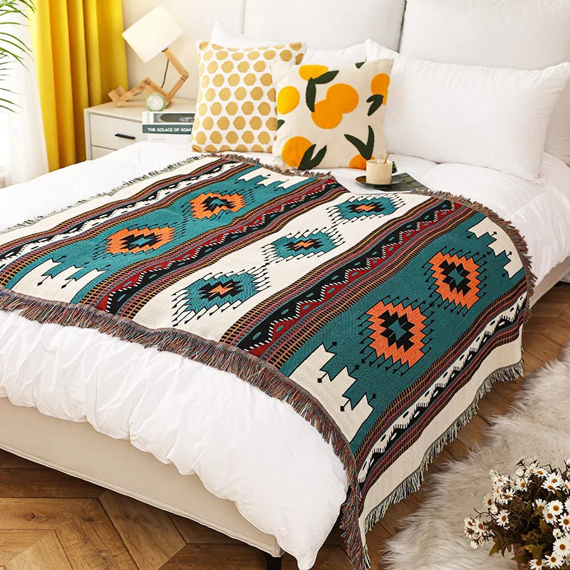 Bohemian Throw Blanket For Beds Outdoor Camping Blanket Sofa Cover Indian Sofa Towel Bed Cover Rug Tablecloth Living Room Decor Lootquake LLC