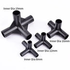 8/12/16/19mm Black PVC Pipe Fittings 4-way Connector Tent Wardrobe Fixed Fittings Plants Support Joint, DIY Shelf Tube Fittings