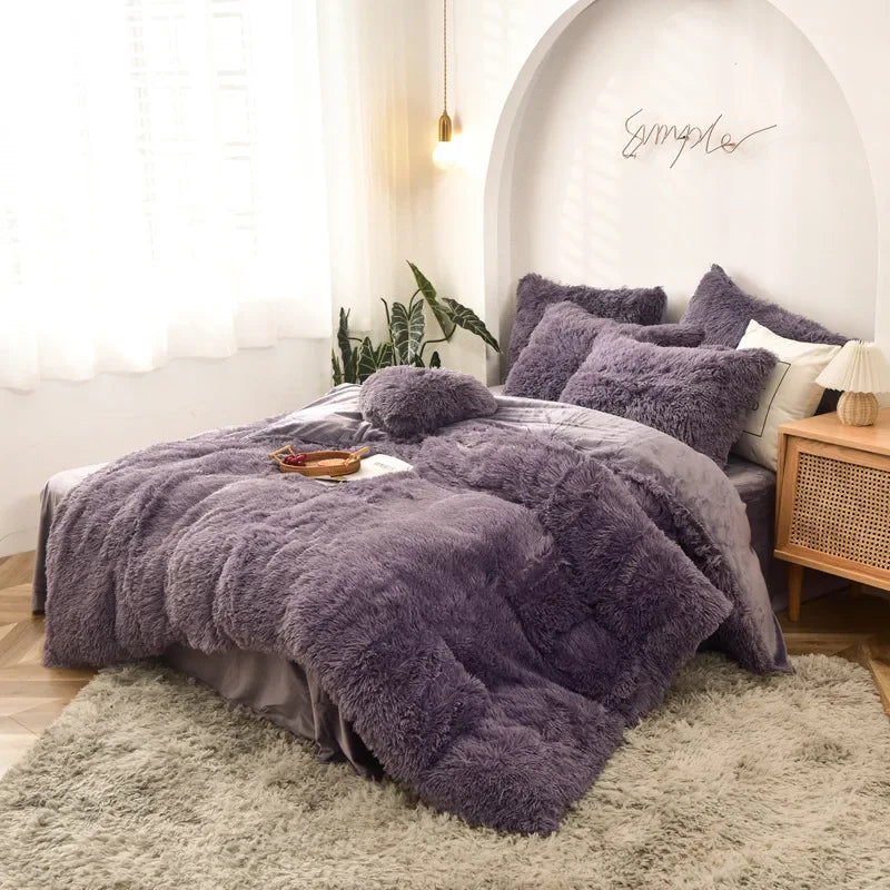 Mink four-piece set, plush crystal duvet set of four