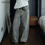 American Washed Leopard Print Wide Leg Jeans for Women Retro Street Distressed New Harajuku Style Hottie Baggy Y2K Casual Pants Lootquake LLC
