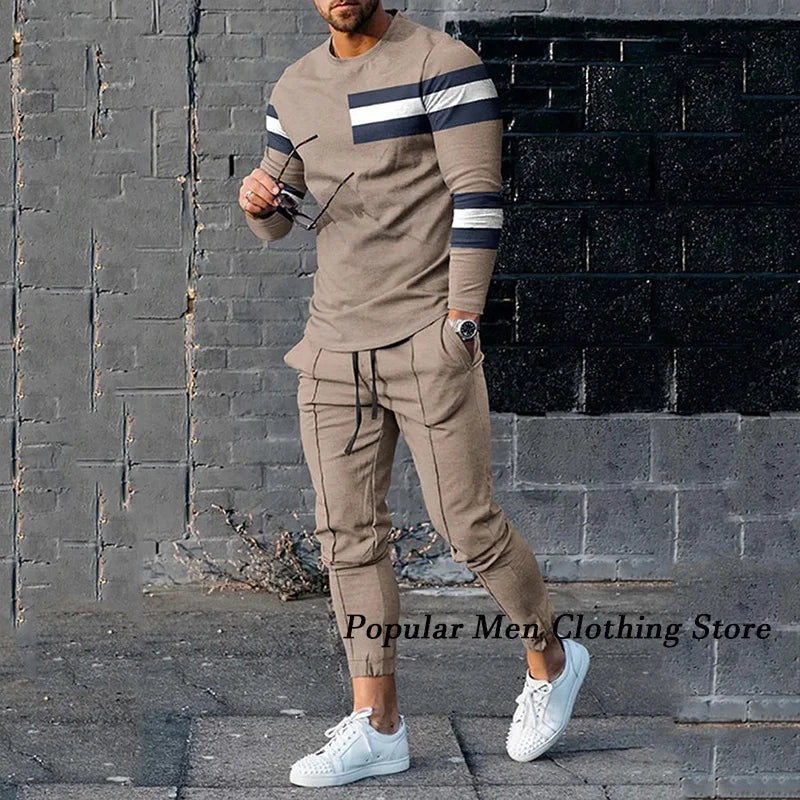 Men Long Sleeved T Shirt+Trousers Tracksuit 2 Piece - SJB-DIAMOND ELITES