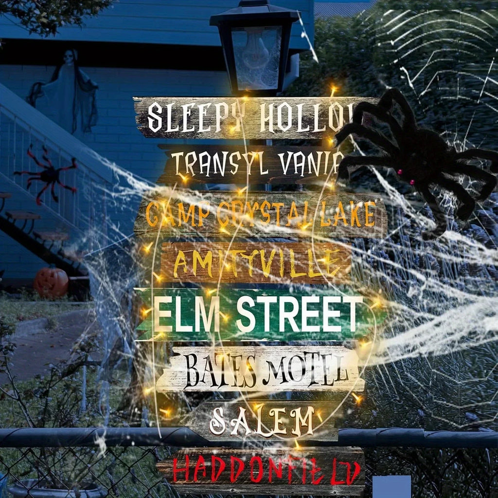 Halloween Decorations Outside Yard Sign Decor Scary Halloween Street Signs Halloween Party Photo Booth Props for Outdoor Hallowe Lootquake LLC