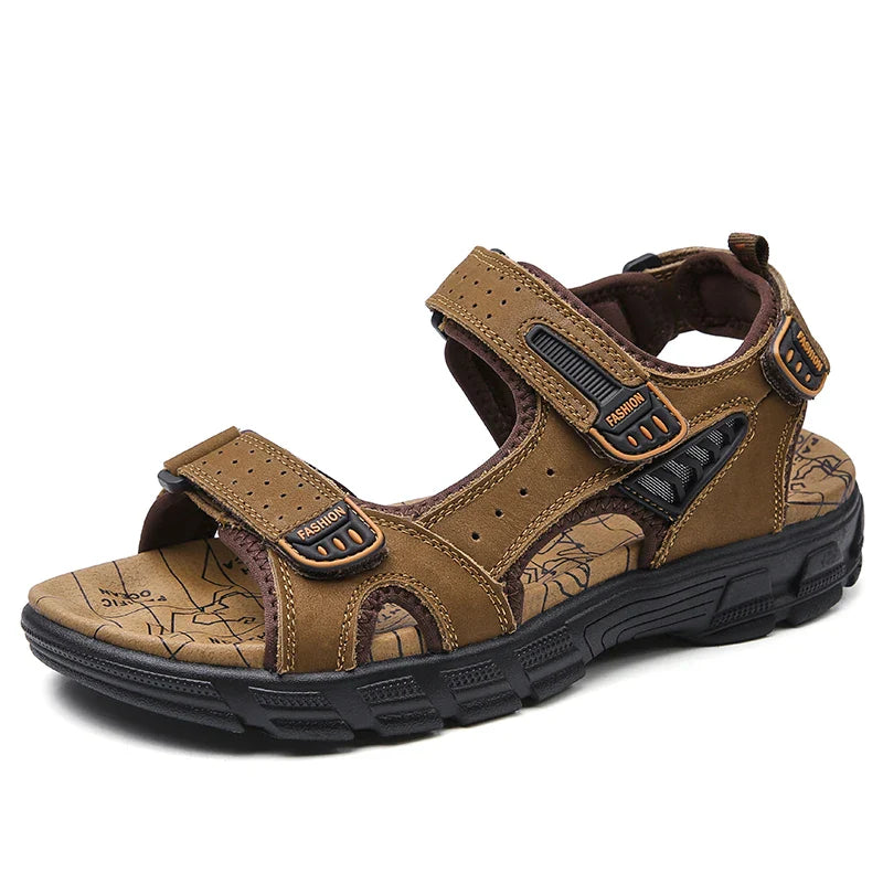 Outdoor Wading Summer Sandals For Men Anti Slip Cool Leather Slides With Arch Support and Massage Plus Size Beach Sandalias Lootquake LLC