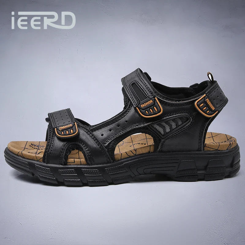 Outdoor Wading Summer Sandals For Men Anti Slip Cool Leather Slides With Arch Support and Massage Plus Size Beach Sandalias Lootquake LLC