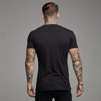 Men Fashion V Neck Short Sleeve Fitness Workout Summer Breathable Cotton - SJB-DIAMOND ELITES