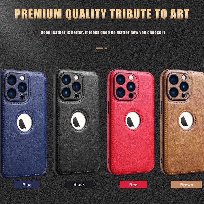 Luxury Leather Case for iPhone 14 13 12 11 Pro MAX XS XR 7 8 Plus Classic Silicone Phone Cover  Leather Case Thin Flexible Soft Grip Luxury PU Leather Cover for Men Durable Anti-Scratch Full Phone Cases Stevvex