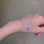 Luxurious Square Pink Zircon Pendant Necklace For Women Fashionable Personalized Daily Accessory Party Jewelry Birthday Gifts