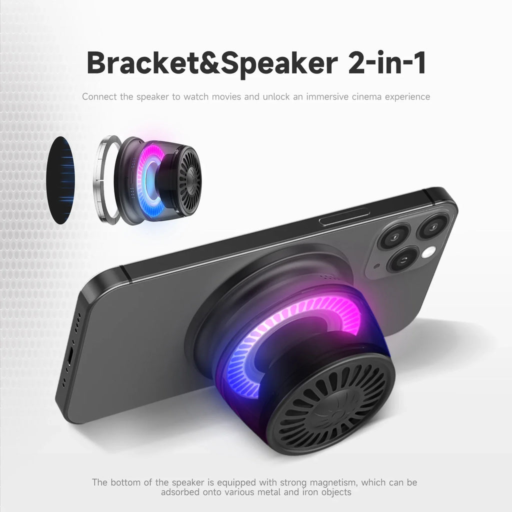 Wireless Bluetooth speaker Gift Magnetic bracket portable High-sound quality TWS interconnected LED color light mini speaker Lootquake LLC