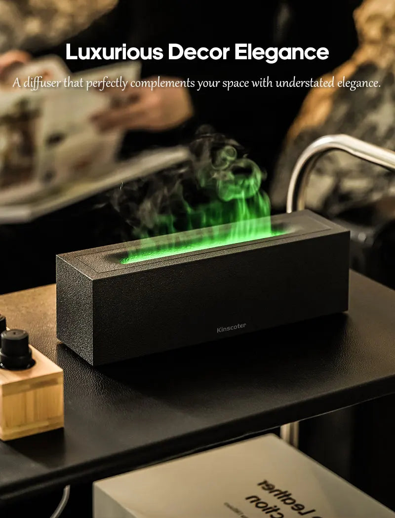 KINSCOTER Flame Aroma Diffuser Air Humidifier Ultrasonic Cool Mist Maker Fogger LED Essential Oil Lamp Realistic Fire Difusor Lootquake LLC
