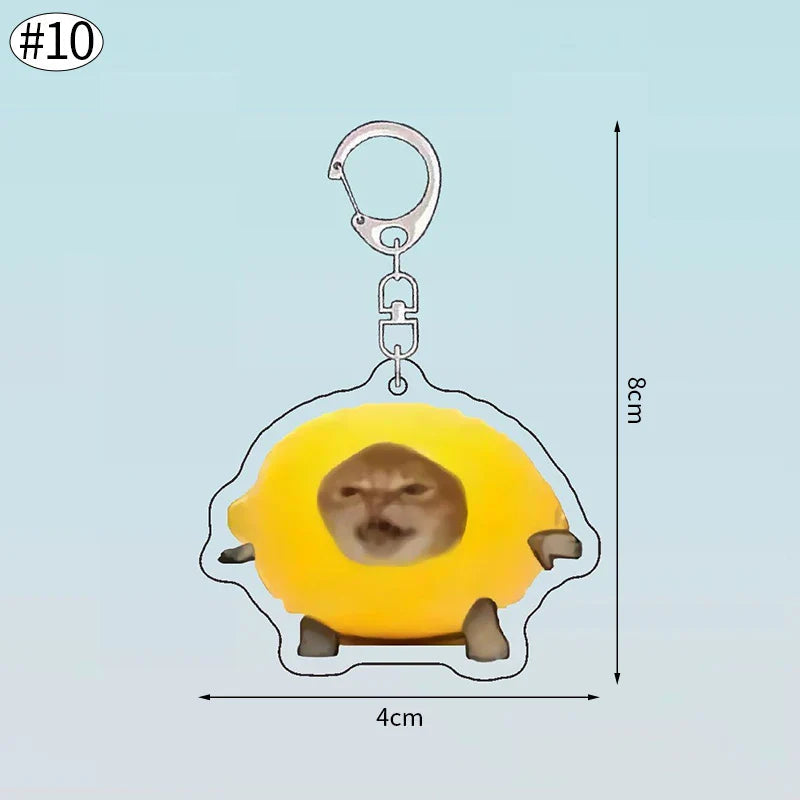 Funny Banana Cat Key Chain Creative Acrylic Happy Cats Schoolbag Pendant Bag Accessories DIY Mobile phone Lanyard Student Gift Lootquake LLC