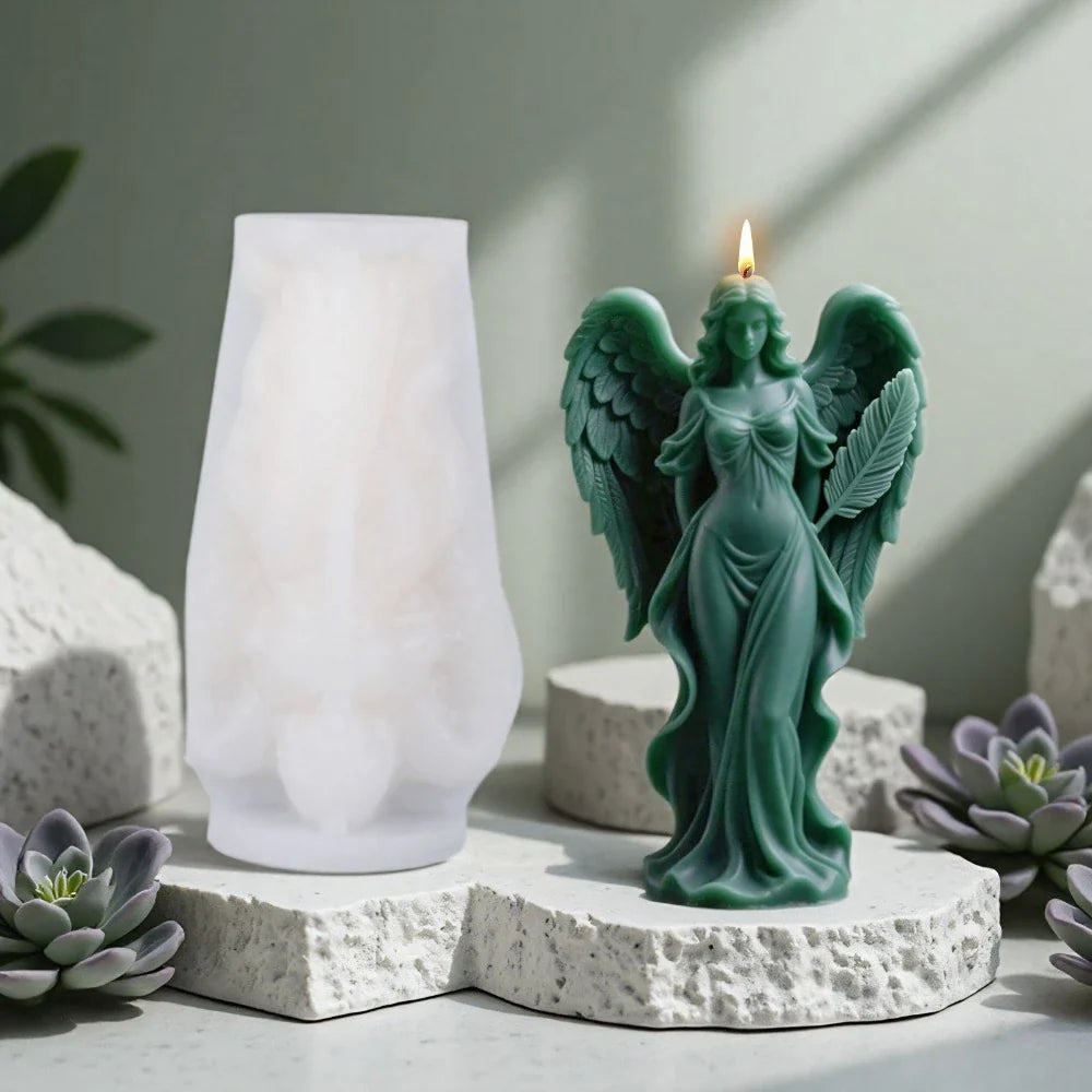 Wings Goddess Scented Silicone Candle Mould DIY Prayer Angel Sculpture Gypsum Resin Mold Women Candle Making Supplies Home Decor Lootquake LLC