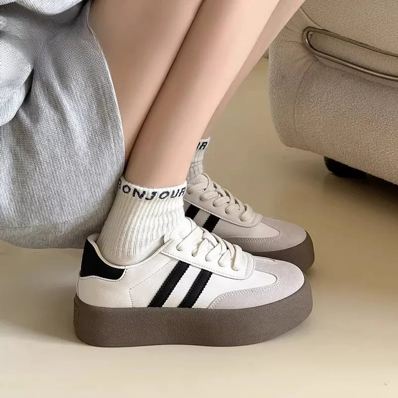 Sports shoes thick sole casual board shoes women 2024 new cowhide everything soft sole inside increase de training shoes Lootquake LLC