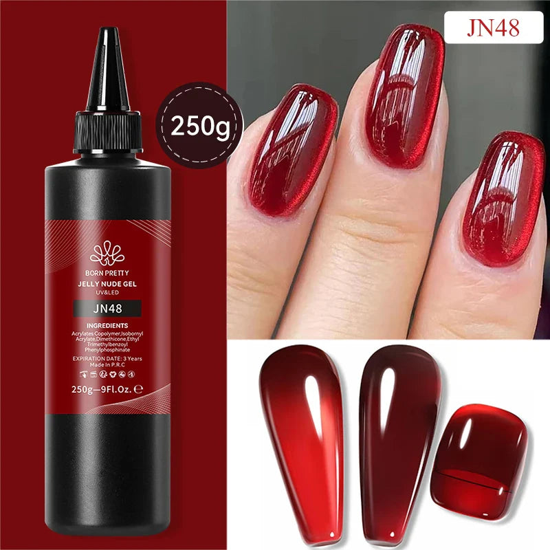 BORN PRETTY 250g Milky White Jelly Nude Gel Nail Polish Refilled Package Translucent Clear Color Semi Permanent Soak Off UV Gel Lootquake LLC