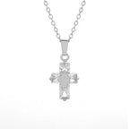 Delicate Crystal Cross Pendant Women Girls Necklace Elegant Party Wedding Jewelry Catholic Amulet Gift