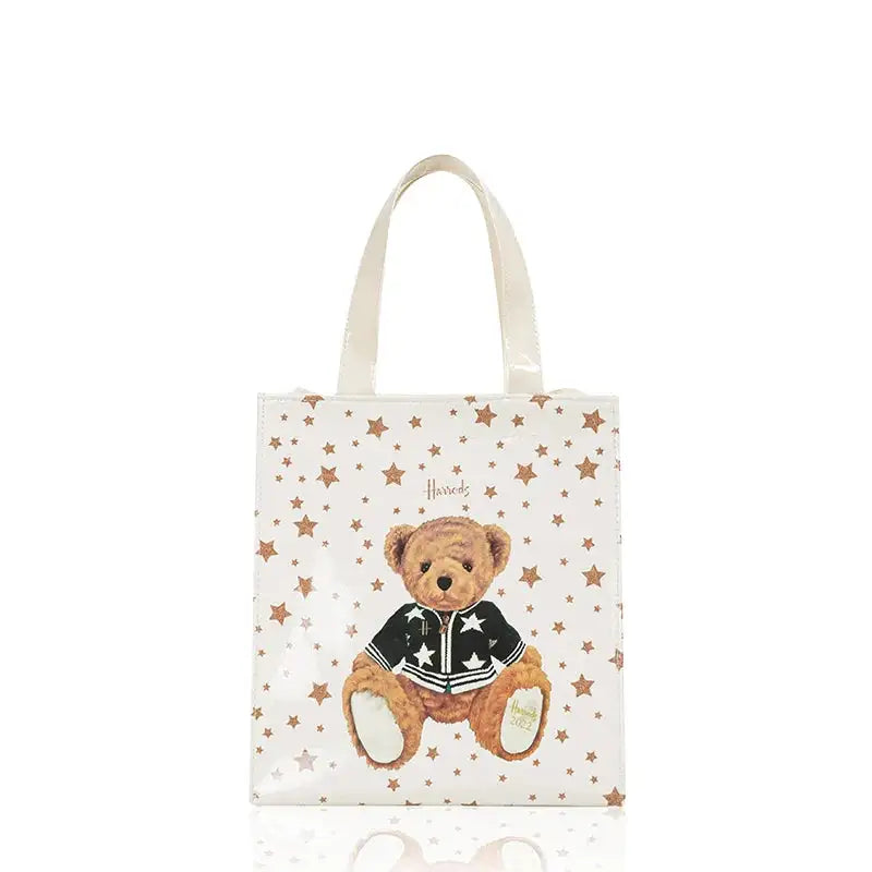 Cartton Print PVC Reusable Women's Shopping Bag Eco Friendly Flower Shopper Handbag Casual Female Student Shoulder Book Purse