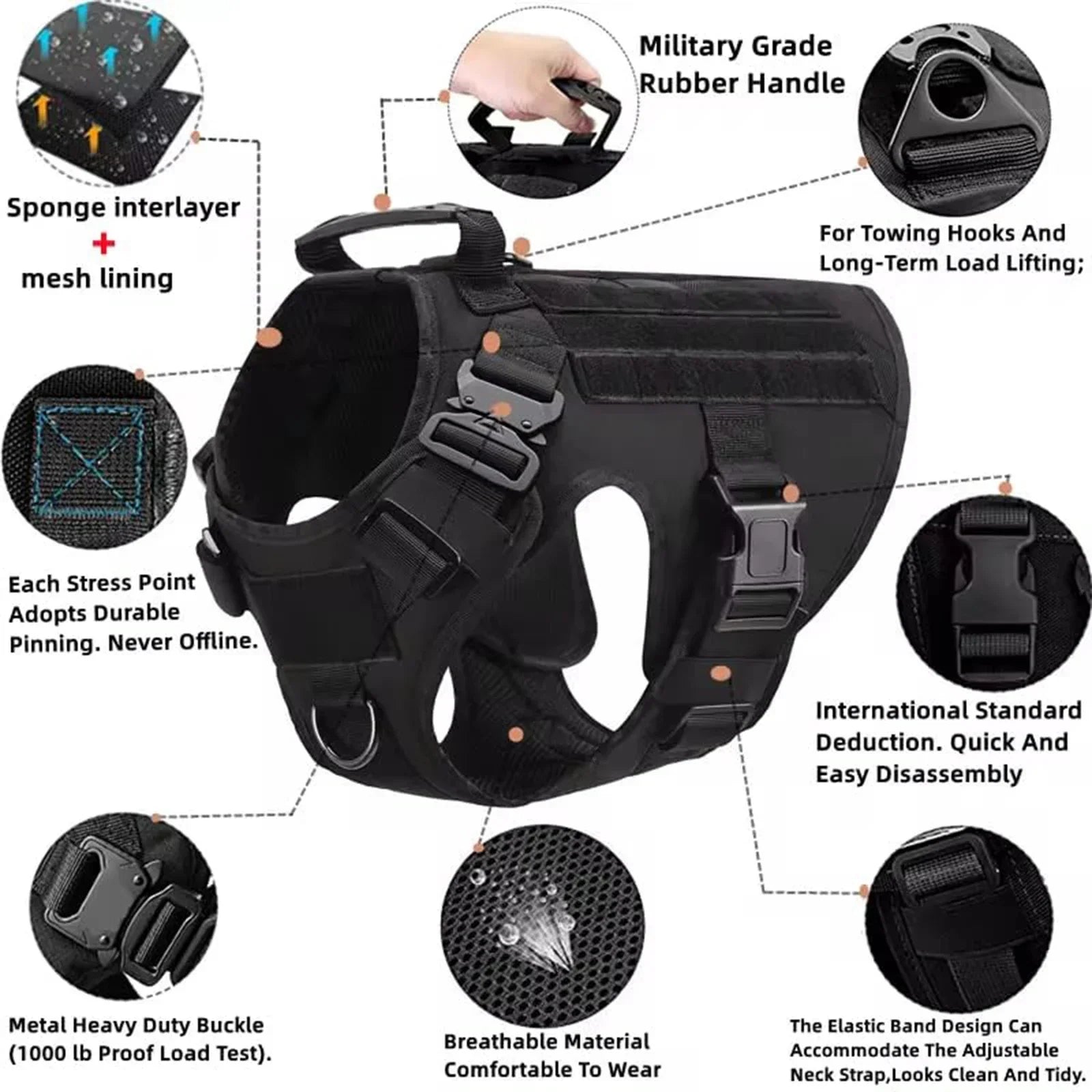 Ultimate Explorer Tactical Dog Harness & Leash Set Fashioned Furbabies