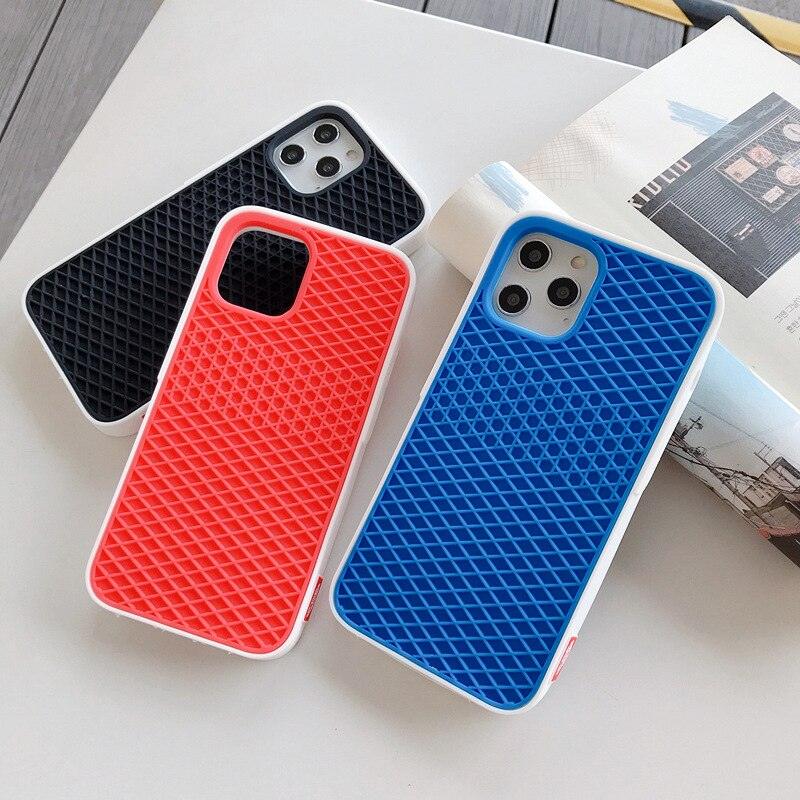 Modern Waffle Sport Shoe Sole Texture Silicone Case for iPhone 12 13 Pro Max XS XR X iPhone Mini Cover  Silicone Impact Resistant Protective Case Soft Silicone Art Phone Case Stevvex