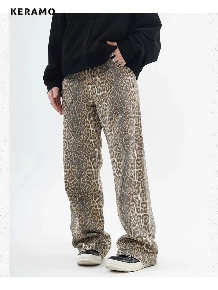 Vintage Leopard Print Jeans Women Spring Oversize Casual Hip Pop Wide Leg Trouser Trend High Waist Panther Denim Pants Ladies Lootquake LLC
