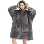 Hoodie Oversized Wearable Blanket Deep Pocket Comfy Sleeves Front Zipper Deluxe Fleece Sweatshirt Blanket Winter Blanket Lootquake LLC