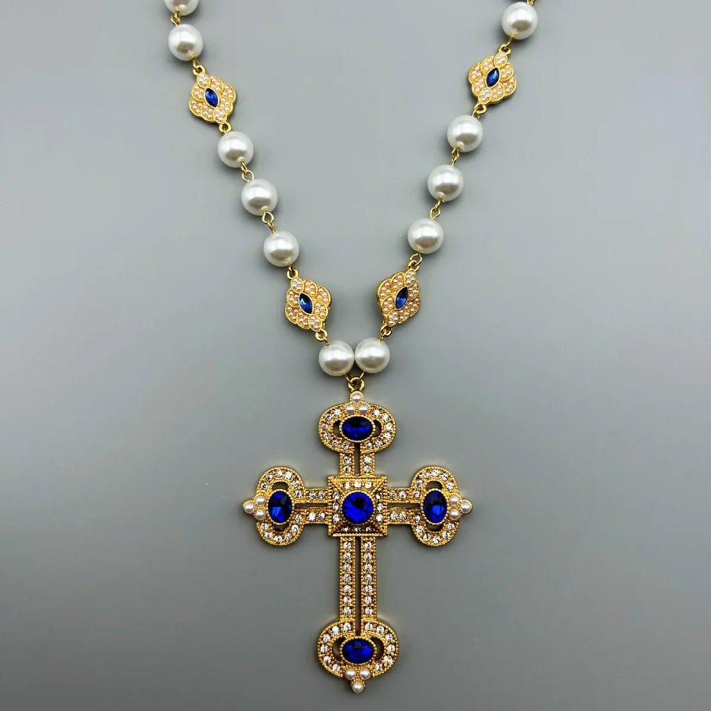 Cross Pendant Necklace with pearl Female Silver 925 and steel Jewelry For Women Fashion girls Lootquake LLC