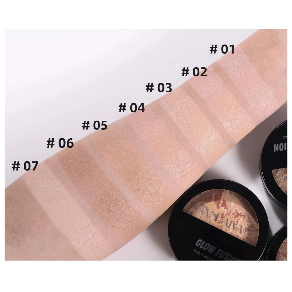 7 Colors Baked Duo Powder Matte Finishing Face Foundation Setting Powder Compact Waterproof Full Coverage Makeup Setting Base Lootquake LLC