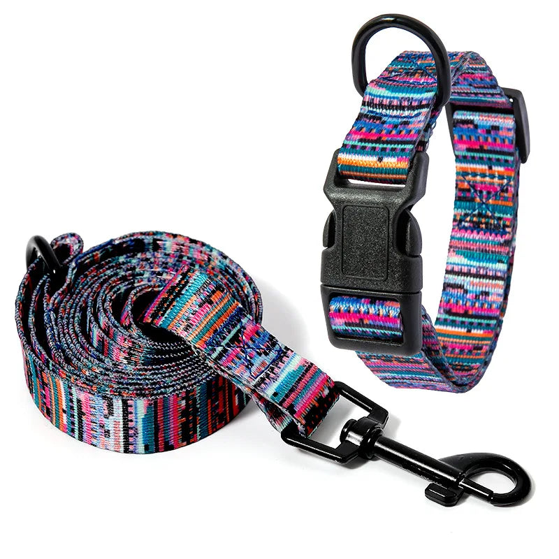 Pet Collar and Leash Set for Small Medium Large Dog Walking Collars Bohemia Style Puppy Cat Collar Pet Supplies Buldog Chihuahua Lootquake LLC